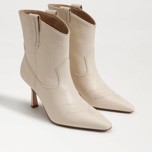Sam Edelman  Cream Leather Ankle Boots MOE STILETTO BOOTIE‎ 9.5